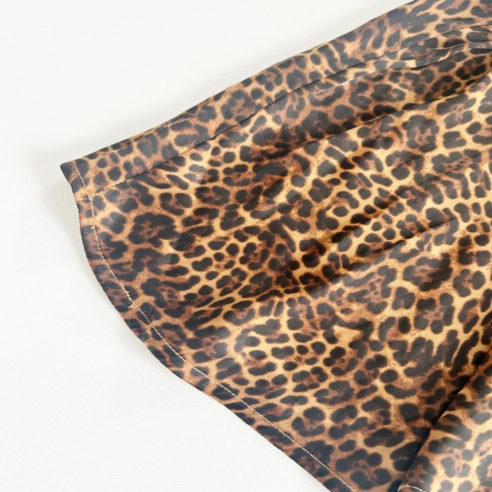 Gap Kids Girls Leopard Print Satin‎ A-Line Indie Sleaze Mini Skirt Size S 6-7